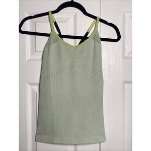 Alo Women's XS Green Ribbed Tank Crossback Seamless Workout Yoga